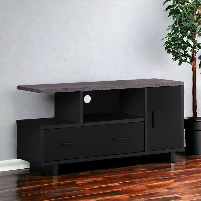 Top With Storage TV Stand - Black Gray