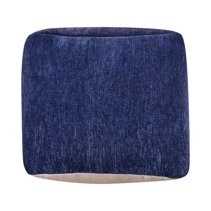 Chenille, Cube Pouf Ottoman - Blue