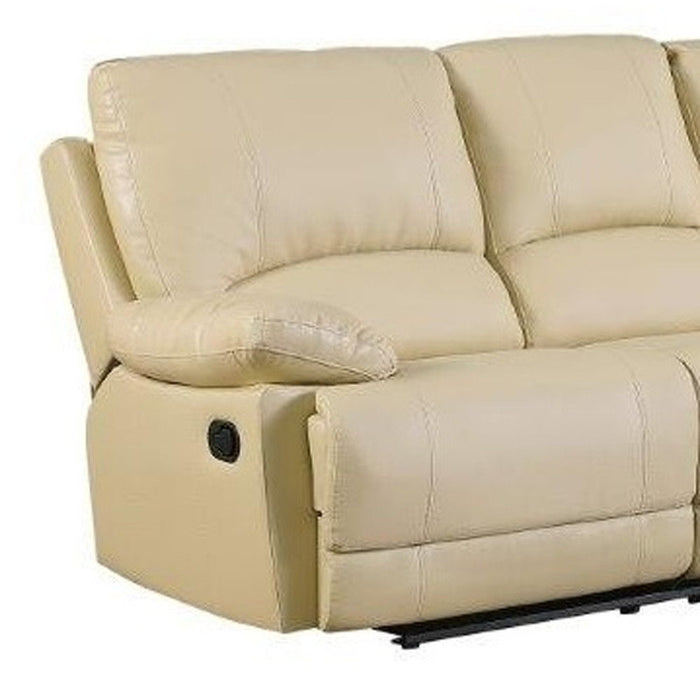 2 Piece Five Person Seating Set Indoor Faux Leather - Beige