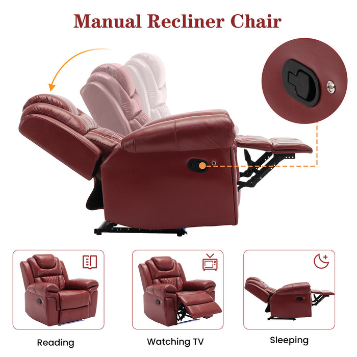 Home Theater Seating Manual Recliner Loveseat With Hide-Away Storage, Cup Holders And Led Light Strip For Living Room