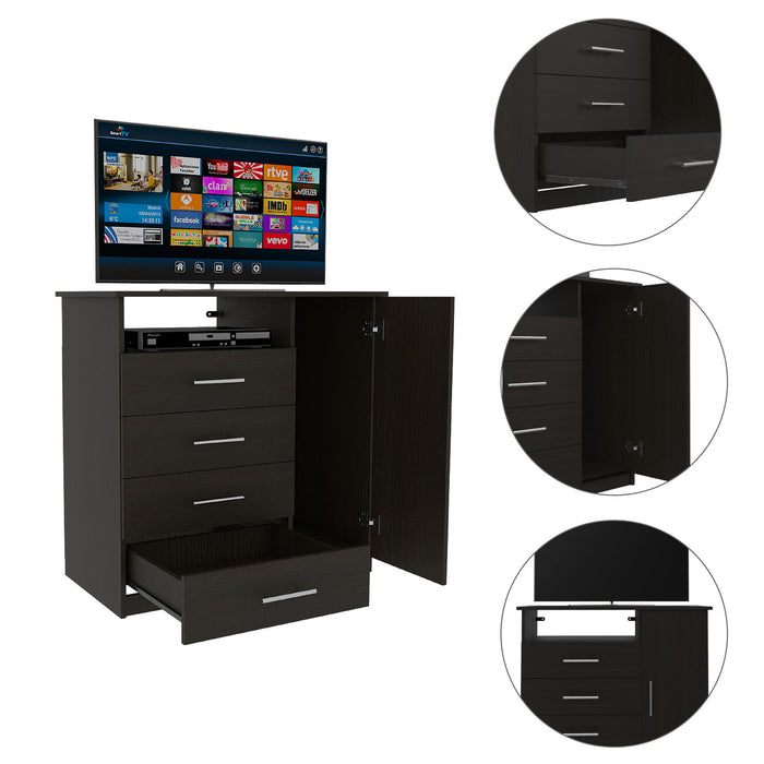 Four Drawer Combo Dresser - Black