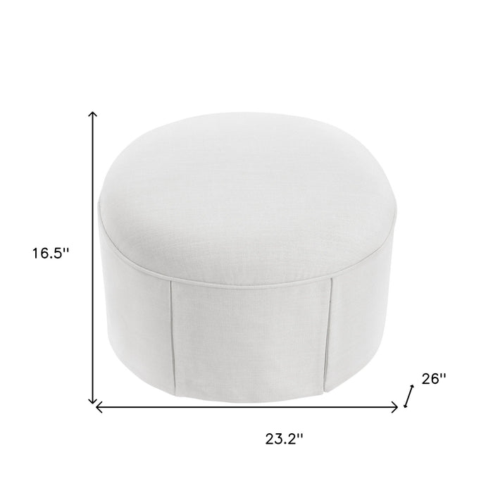 Linen Oval Ottoman - White