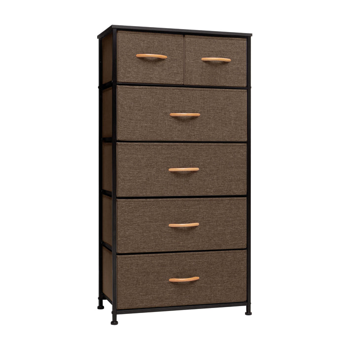 Steel And Fabric Six Drawer Combo Dresser - Brown