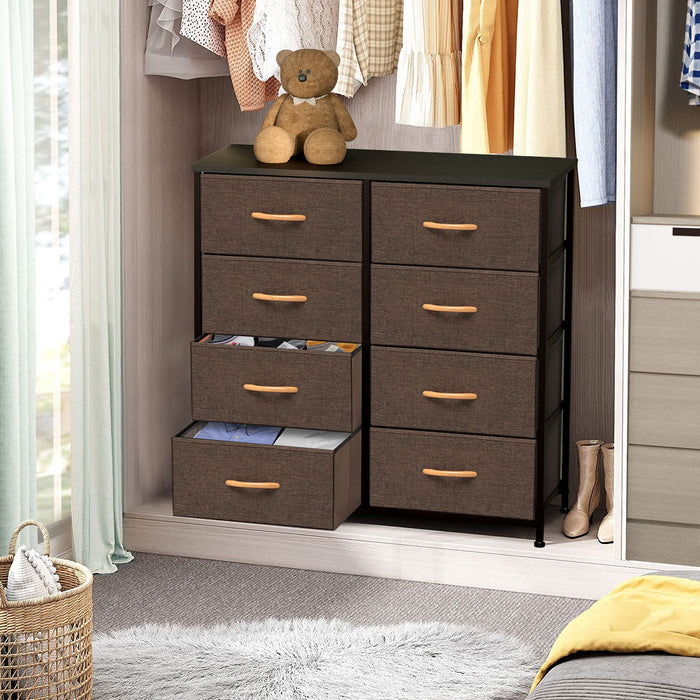 Steel And Fabric 8 Drawer Chest - Brown