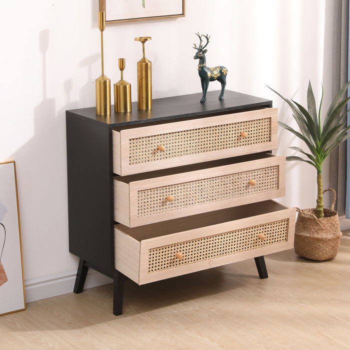 Drawers Rattan Storage Cabinet Rattan Drawer, For Bedroom, Living Room