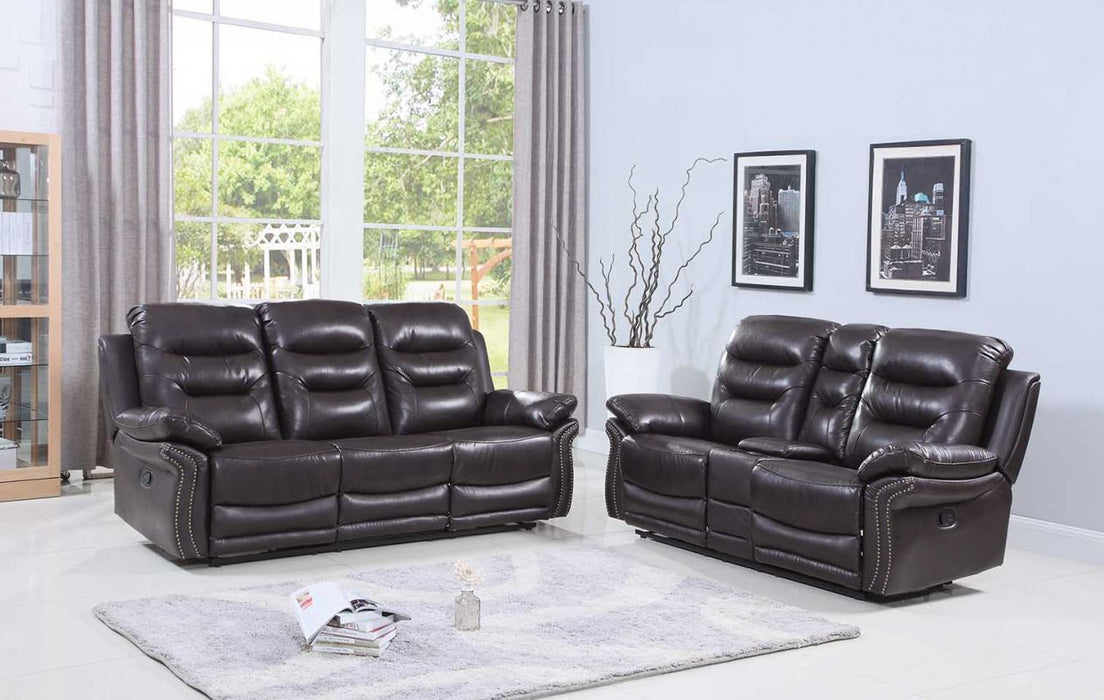 2 Piece Indoor Faux Leather Five Person Seating Set - Brown