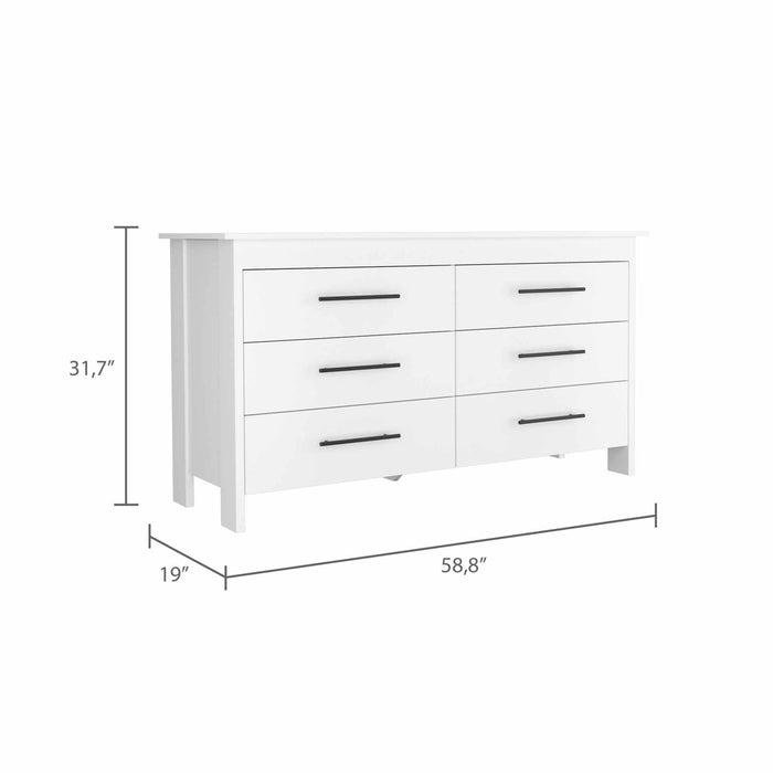 Six Drawer / Double Dresser - White