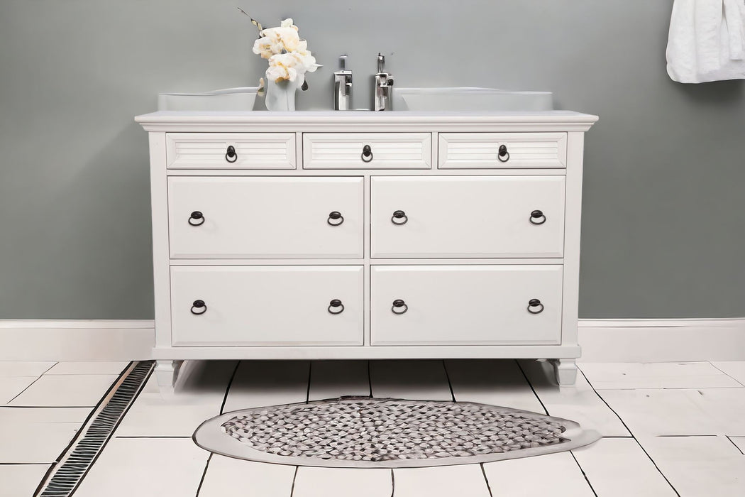 Solid Wood 7 Drawer Double Dresser - White