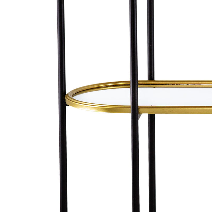 3 Tier Metal Console Table Mirrored Shelf - Black / Gold