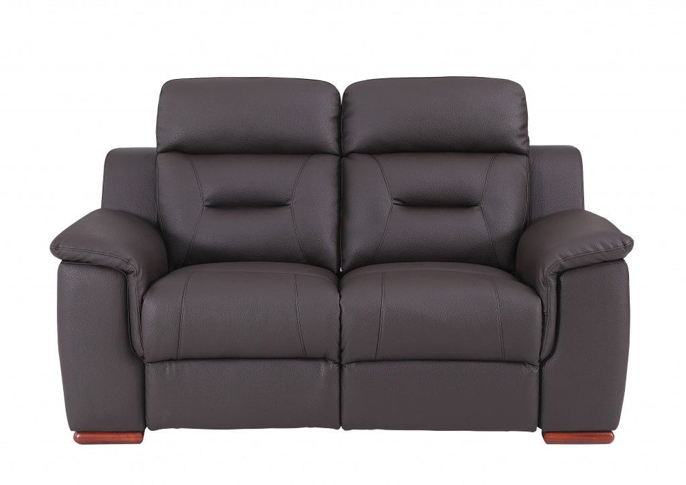 2 Piece Genuine Leather Indoor Five Person Seating Set - Brown