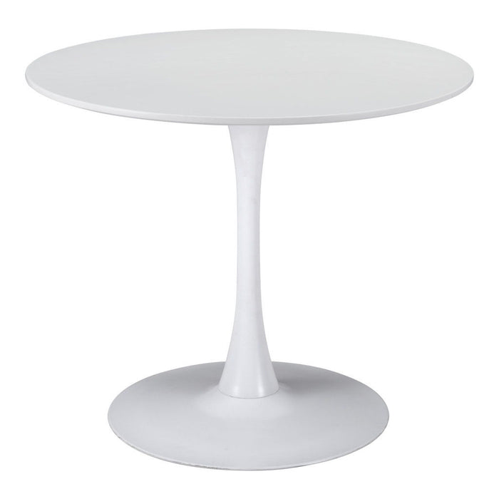 Steel Pedestal Base Dining Table - White