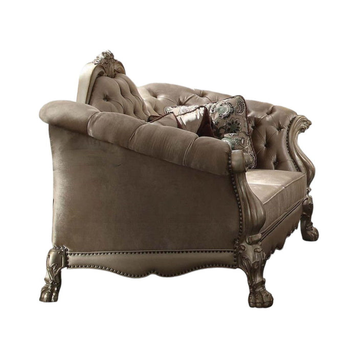 Velvet Loveseat And Toss Pillows - Bone