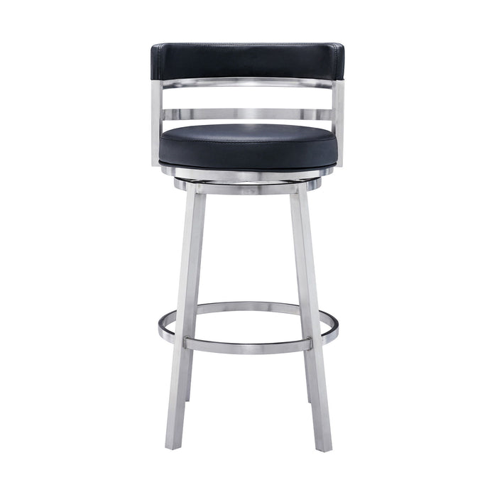 35" Swivel Low Back Counter Height Bar Chair - Black / Silver