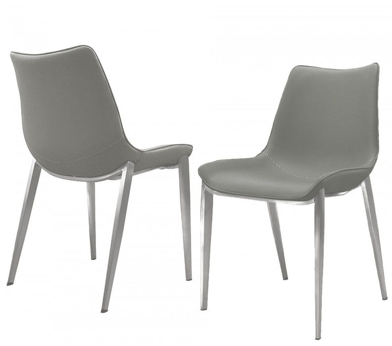 Faux Leather Modern Dining Chairs (Set of 2) - Gray