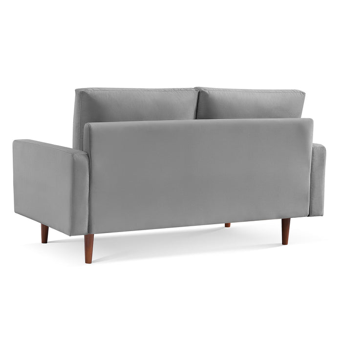 Velvet Sofa With Dark Brown Legs - Gray