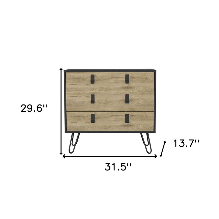 Three Drawer Dresser - Natural / Black