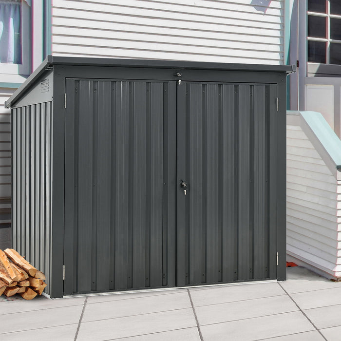 Garbage Bin Shed Stores 2 Trash Cans Metal Outdoor Bin Shed For Garbage Storage