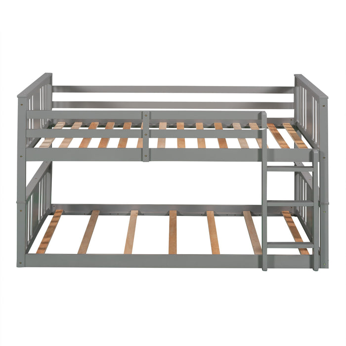 79.5" Twin Over Twin Bunk Bed With Ladder - Gray