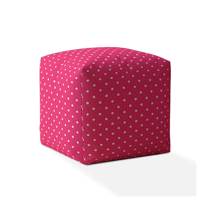 Cotton Polka Dots Pouf Cover - Pink / White