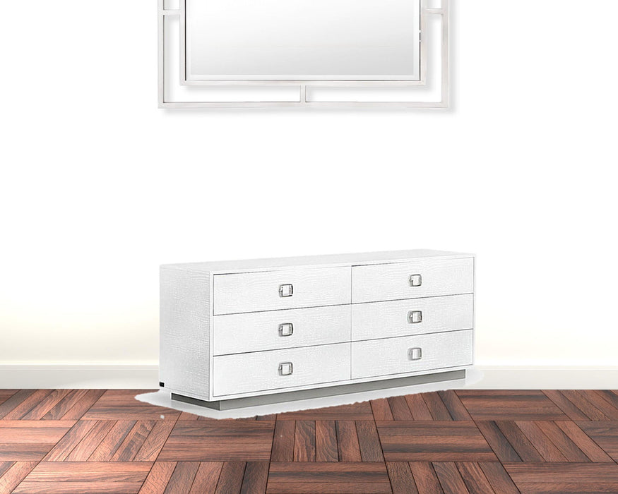 Solid Wood Six Drawer Dresser - White