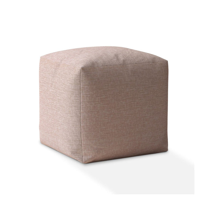 Cotton Pouf Ottoman - Pink