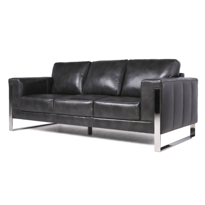 Modern Leather Metal Leg Sofa