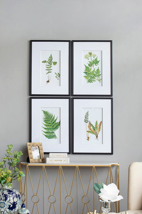 Botanical Fern Wall Art, Wall Decor For Living Room Dining Room Entryway (Set of 4) - Black / White