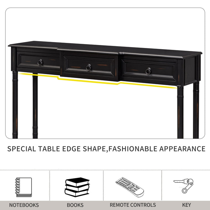 Console Table Sofa Table With Drawers For Entryway With Projecting Drawers And Long Shelf