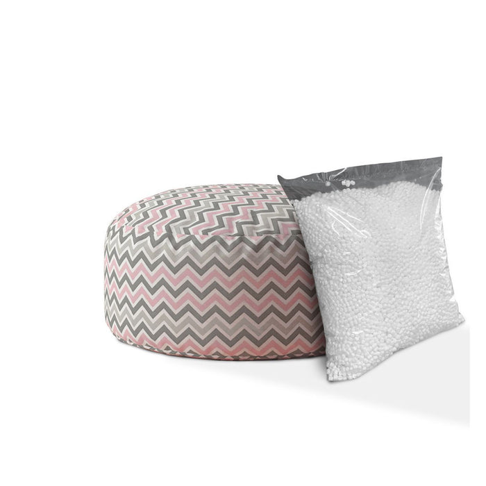 Twill Round Chevron Pouf Cover - Gray