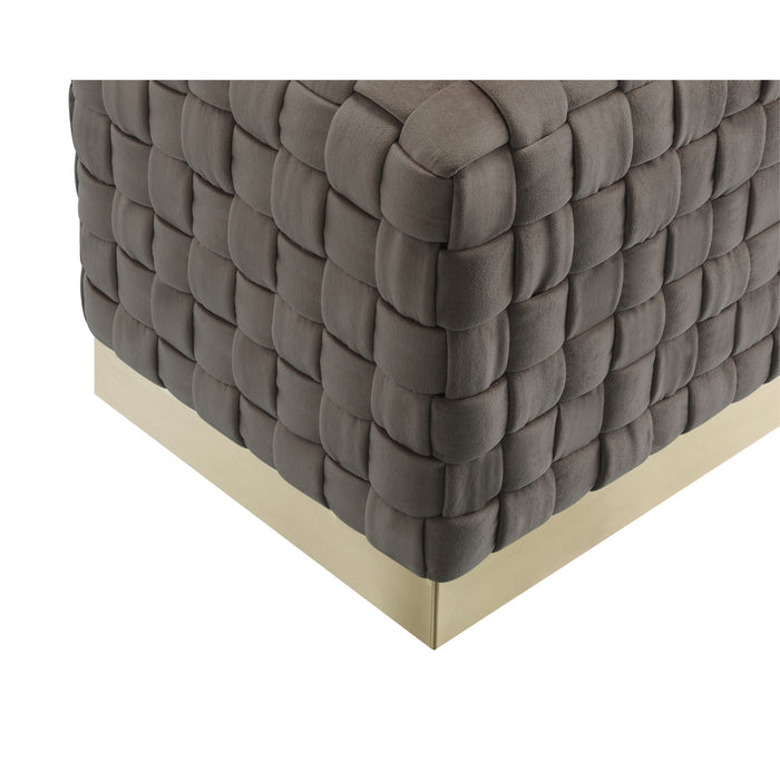 Velvet Ottoman - Taupe / Gold