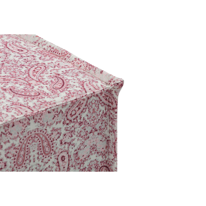 Linen Floral Ottoman - Red