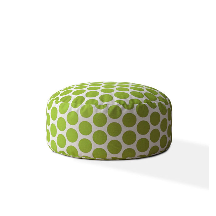 Cotton Round Polka Dots Pouf Cover - Green / White