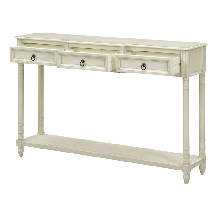 Console Table Sofa Table With Drawers For Entryway With Projecting Drawers And Long Shelf