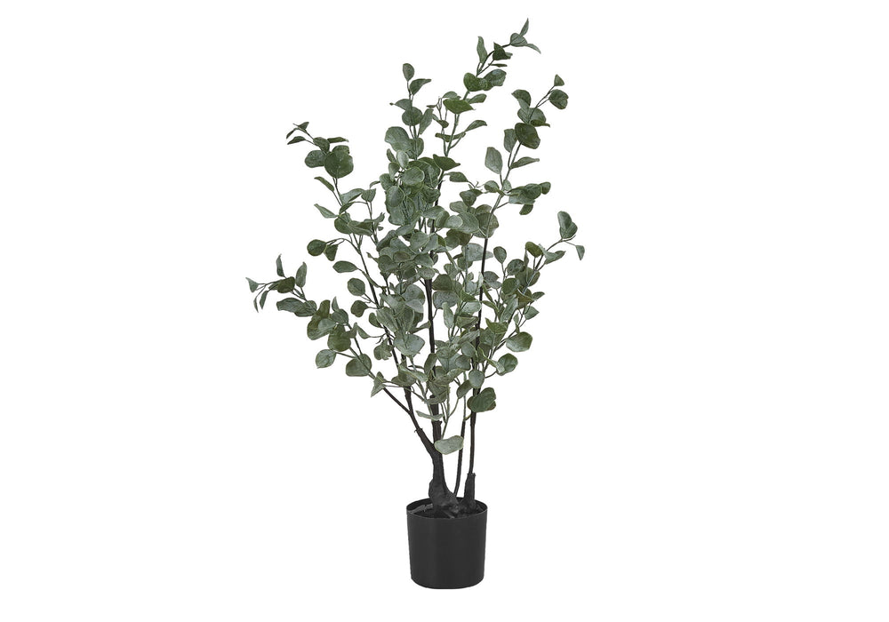 35" Tall, Artificial Plant, Eucalyptus Tree, Indoor, Faux, Fake, Floor, Greenery, Potted, Decorative - Green / Black