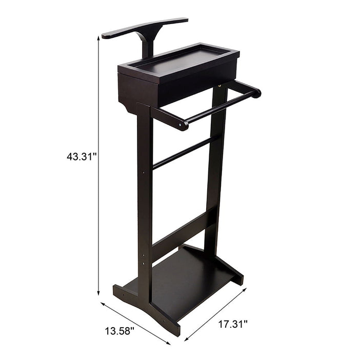 Portable Garment Rack, Clothes Valet Stand With Storage Organizer