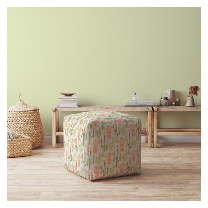 Cotton Cactus Pouf Cover - Orange