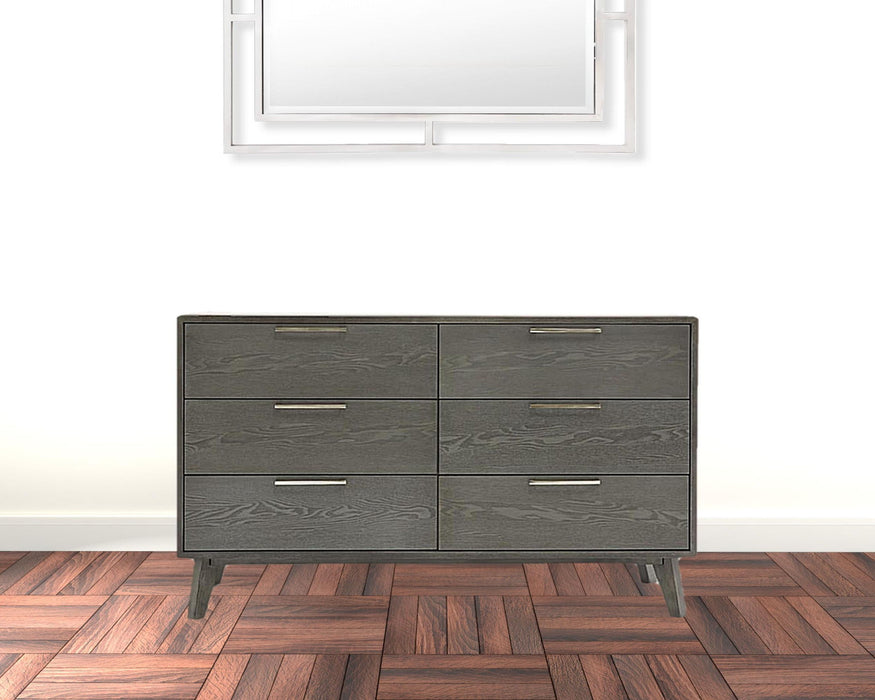 Solid Wood Six Drawer Double Dresser - Gray Wash