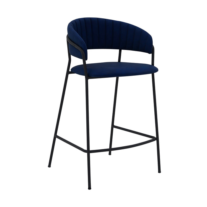 Low Back Counter Height Bar Chair - Blue / Black