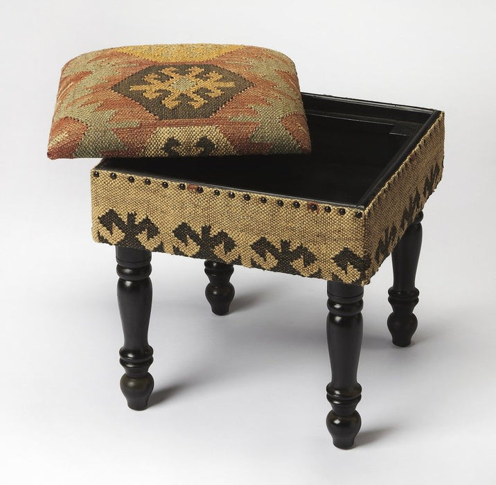 Linen Ottoman - Brown