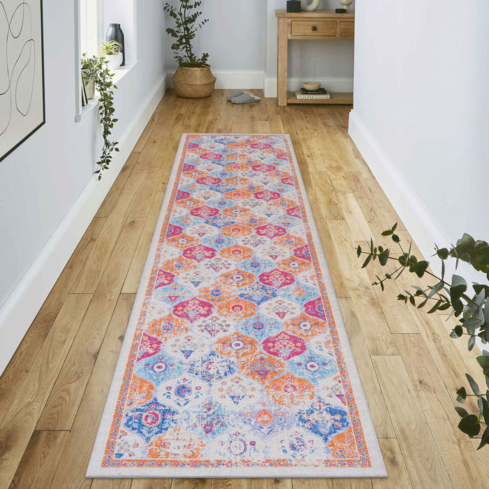 2'6''X10' Area Rug, Washable, Low-Pile, Non-Slip, Non-Shedding, Foldable, Kid & Pet Friendly - Cream