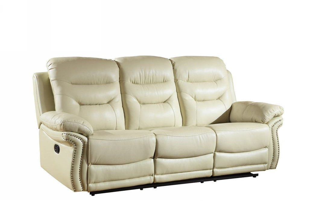 Faux Leather Sofa - Beige / Black