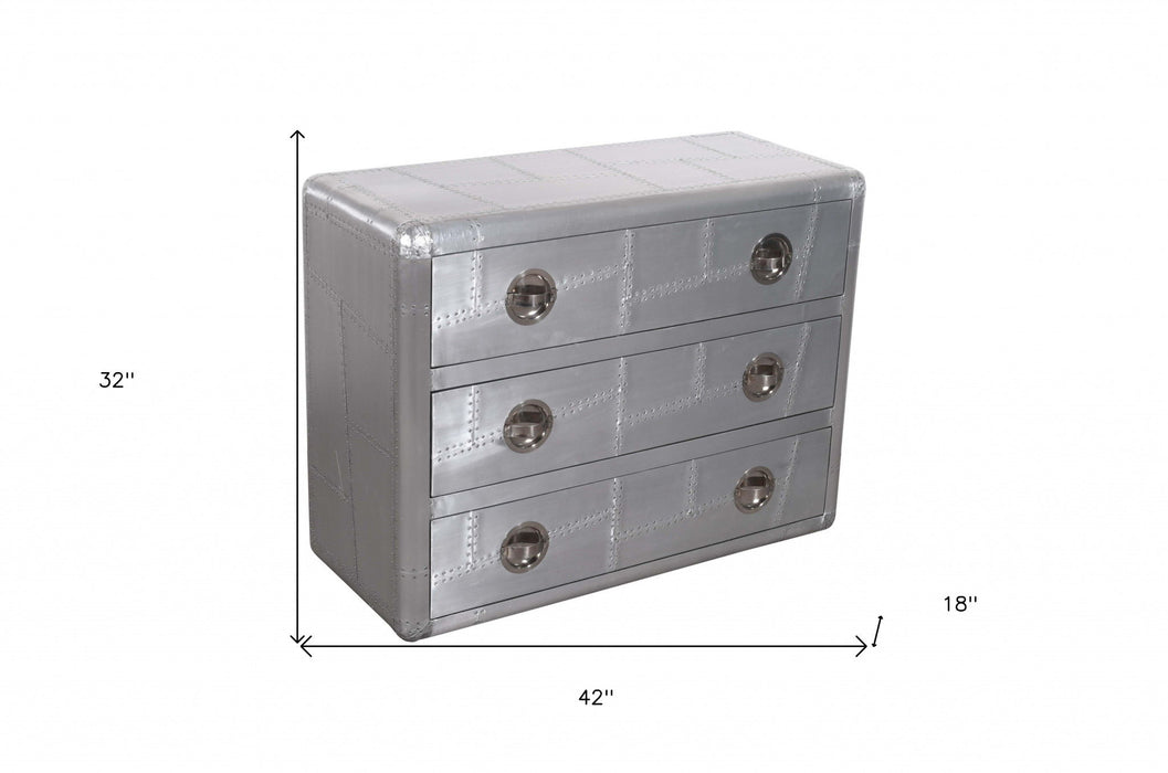 Three Drawer Dresser - Silver