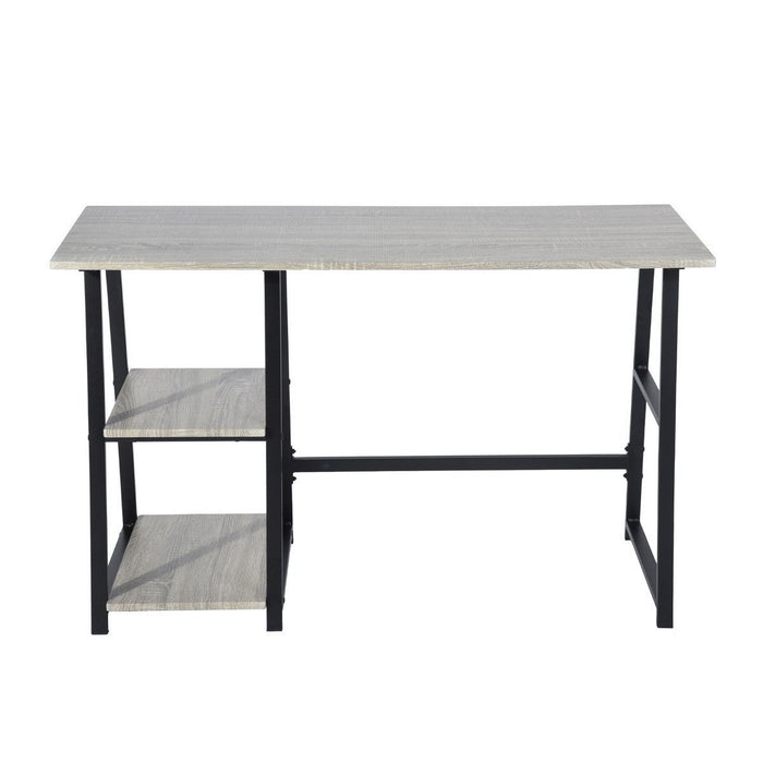 Modern Geo Home Office Table With Storage Shelves - Dark Gray