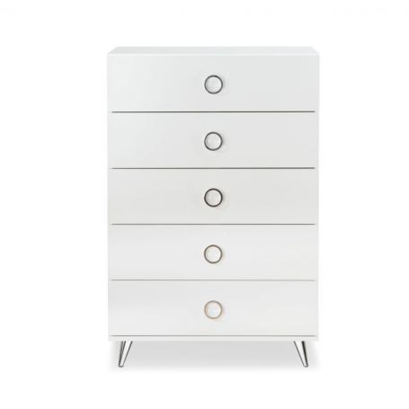 Five Drawer, Standard Chest - White