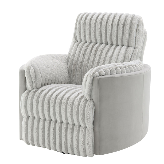 Emee - Corduroy Glider Recliner With Swivel - Gray