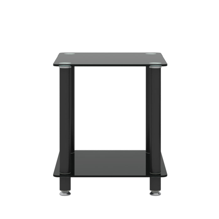 2 Piece Side Table, 2 Tier Space End Table, Modern Night Stand, Sofa Table, Side Table With Storage Shelve - Black