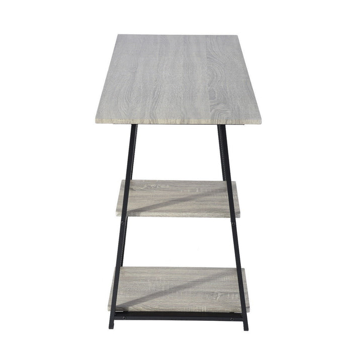 Modern Geo Home Office Table With Storage Shelves - Dark Gray