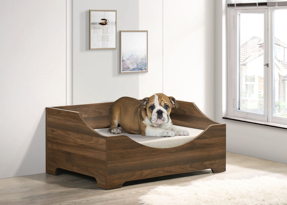 Gibson - Alder Wood Finish Modern Comfy Pet Bed With Cushion - Brown