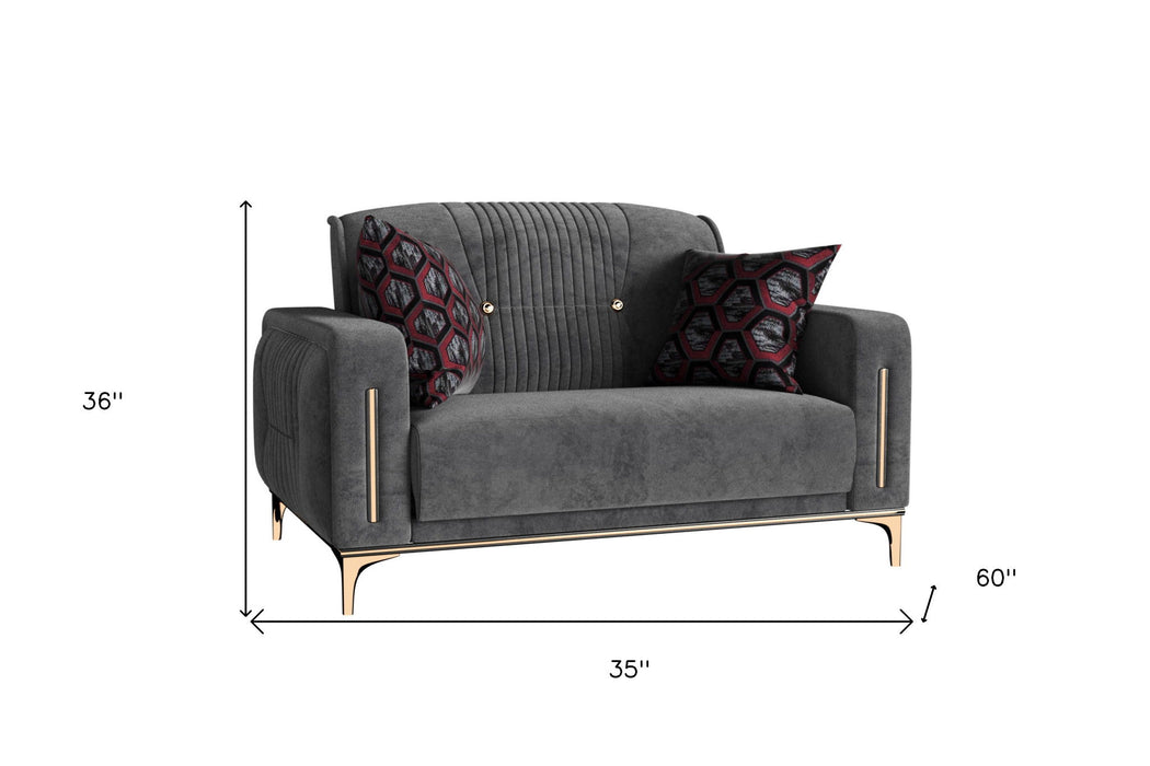 Microfiber Love Seat With Storage - Gray Gold