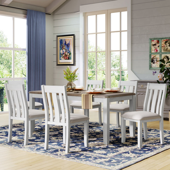 Dining Table Set Retro Style With Extendable Table And Upholstered Chairs